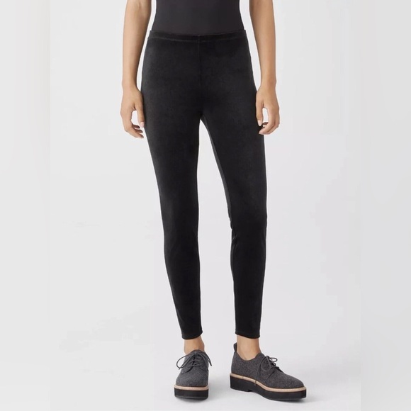 Eileen Fisher Black Velvet Leggings – Petite Medium - Whimsigoth Fall Cozy - Picture 2 of 11